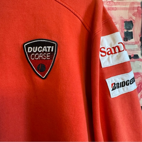 DUCATI Corse Men’s Vintage Pullover Shell Alice SanDisk Bridgestone Patches S - Picture 3 of 10
